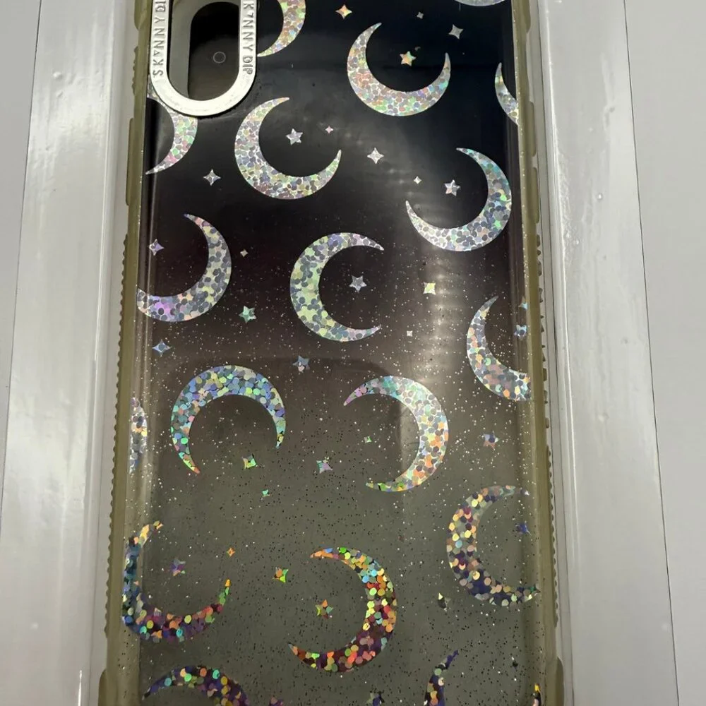 SkinyDip x Stars & Moon iPhone X/XS glitter stars and moons black clear in box - Picture 2 of 4